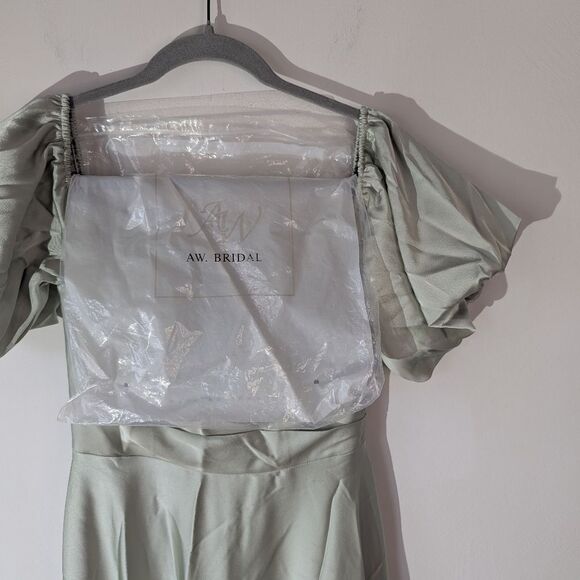 AW. Bridal Sage Green Dey Maxi Bridesmaid Dress Size 4 - Picture 10 of 11